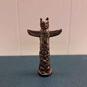 Vintage MINI Metal Totem Pole Figurine